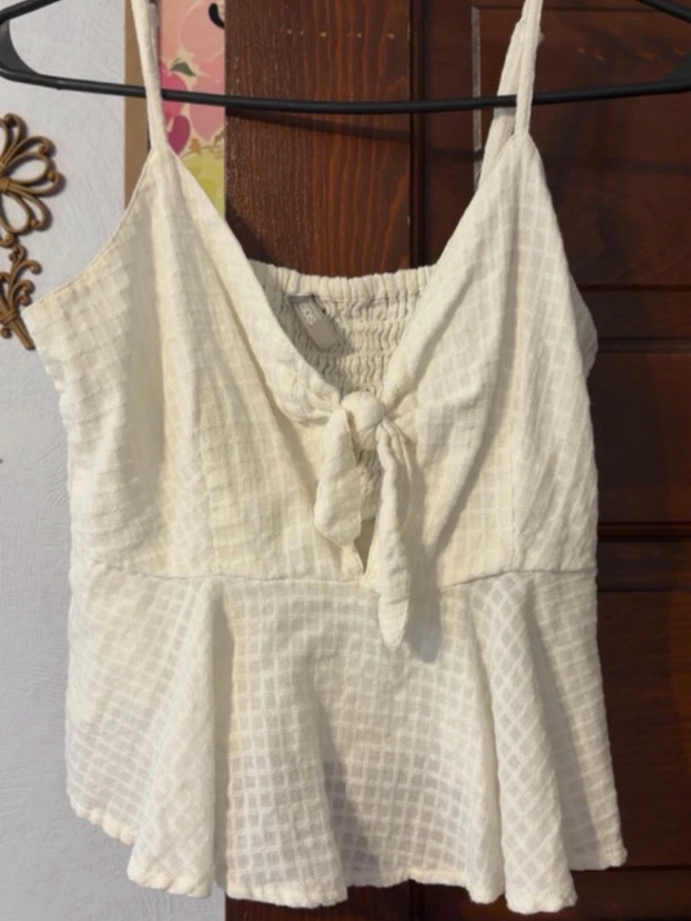 ASOS Cream Tie-Front Peplum Cami